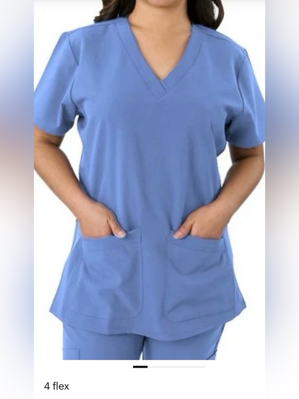 4 Flex V Neck Women’s Scrub Top - Light Blue with jogger style pants Sz S